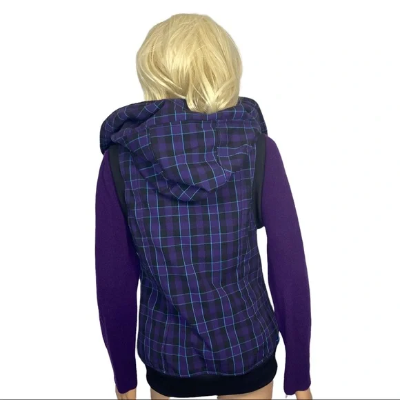 Burton Ho Chi Minh Purple Plaid Dry Ride Hooded Vest Large NWOT - Picture 3 of 16